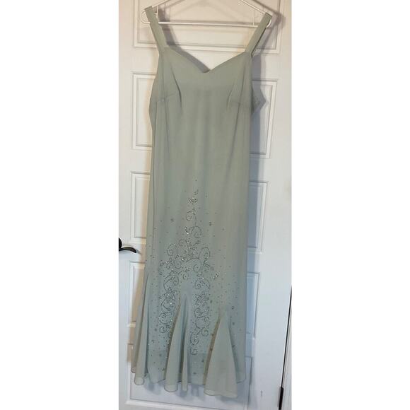 R&M Richards Mint Green Long Formal w/Matching 3/4 Sleeve Jacket Petite 16 - Picture 5 of 10